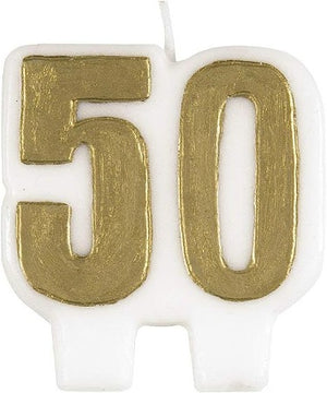 Number Anniversary/Birthday Candle - Gold No. 50