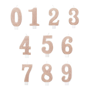 Glitz Rose Gold Number Birthday Candles
