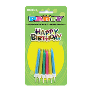 "Happy Birthday" Rainbow Cake Topper With Candles