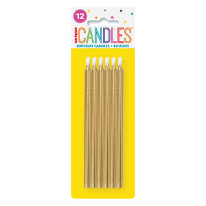 Gold Birthday Candles - Pack of 12