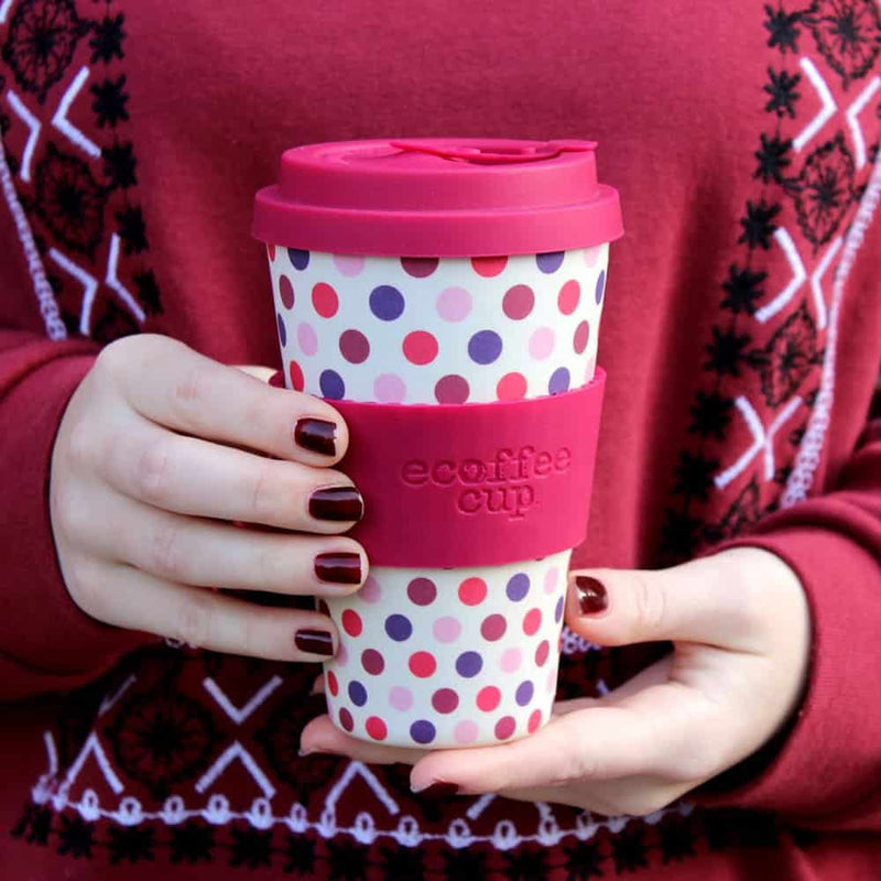 Ecoffee Cup Pink Polka