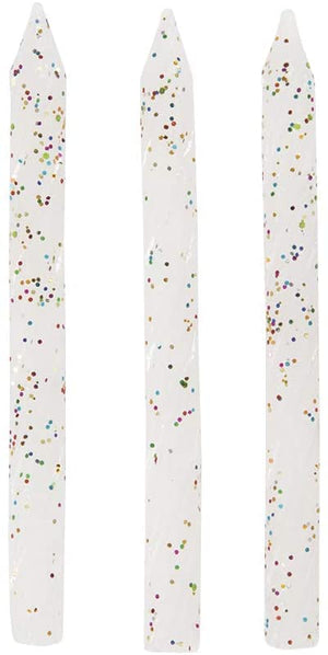 White & Glitter Spiral Birthday Candles - Pack of 24