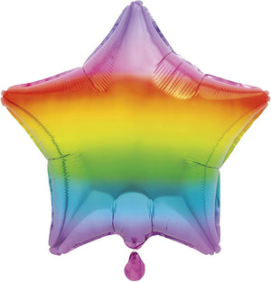 Rainbow Star Helium Foil Balloon - 18"