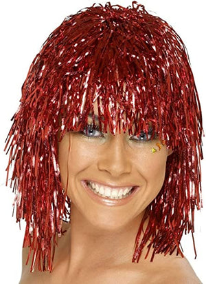 Cyber Tinsel Wig - Red (Adult)
