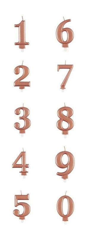 Metallic Rose Gold Number Birthday Candles