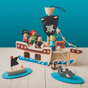 Wooden Pirate Ship Playset