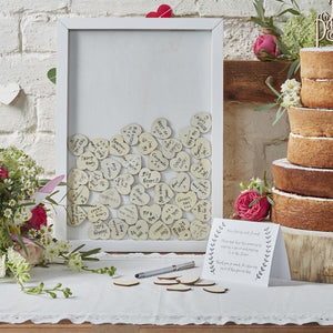 Drop Top Frame Guestbook - 70 Wooden Hearts