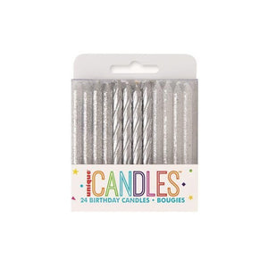 Silver Glitter Spiral Birthday Candles