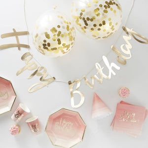 Pink Foiled Ombre Complete Party In A Box - Party In A Box