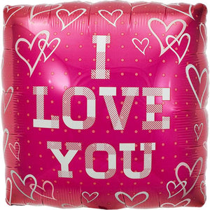 "I Love You" Plaid Square Shaped Helium Foil Balloon - 18"