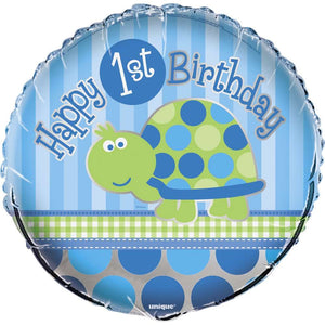 1st Birthday Turtle Helium Foil Balloon - 18"