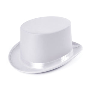 White Satin Look Top Hat - (Adult)