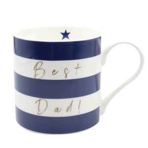 "Best Dad" Navy Stripe Mug