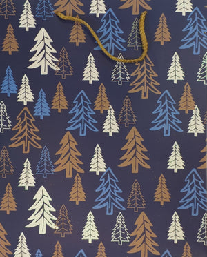 Christmas Gift Bag - Christmas Tree, Blue (Medium)