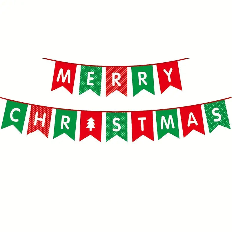 "MERRY CHRISTMAS" Banner,  Red & Green - 9ft.