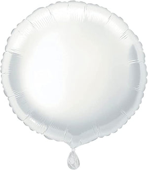 Round White Helium Foil Balloon - 18"