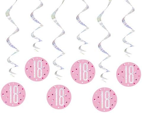 Glitz Pink "18" Hanging Swirl Decoration