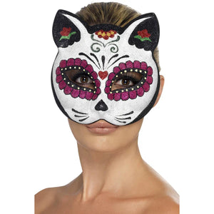Sugar Skull Cat Glitter Eye Mask