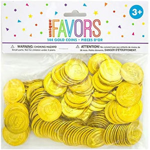 Plastic Gold Pirate Treasure Coins - Pack of 144