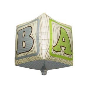 3D Baby Block Cube Helium Foil Balloon - 17"