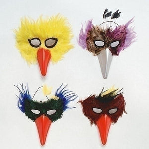 Bird Feather Eye Mask with Plastic Beak - Assorted (Adult)