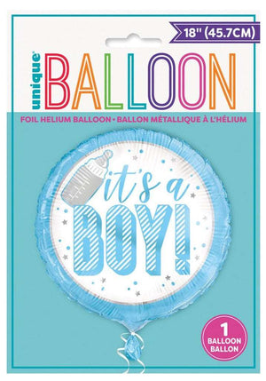 "It's A Boy!" Blue Baby Shower Helium Foil Balloon - 18"