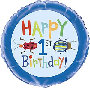 "Happy 1st Birthday!" Bugs Helium Foil Balloon - 18"