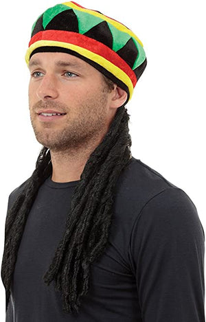 Rasta Hat With Dreadlocks Wig - Black (Adult)