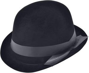 Black Flock Bowler Hat - (Adult)