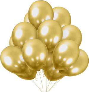 Chrome Gold Latex Balloons - 12" (Pack of 50)