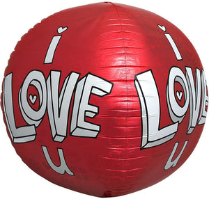 "I Love U" Doodle Sphere Helium Foil Balloon - 17"