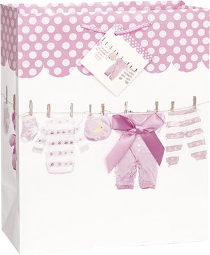 Gift Bag - Baby Clothesline, Pink Bag (Medium)