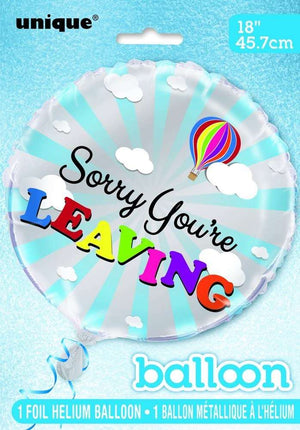 "Sorry You're Leaving" Silver Helium Foil Balloon - 18"