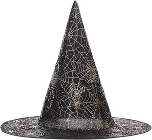 Black Witches Hat - Gold Metallic Spiderweb Print
