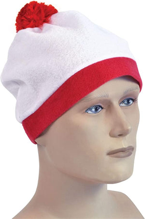 Bobble Hat - White with Red Pom (Adult)