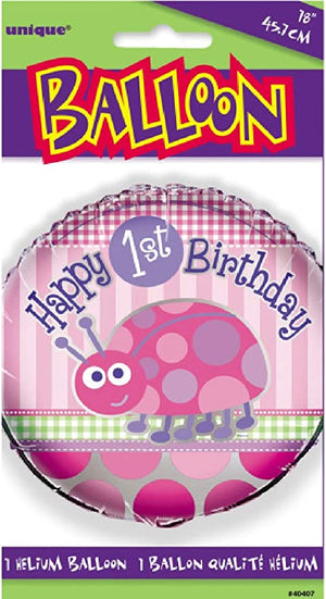 "Happy 1st Birthday" Ladybug Helium Foil Balloon - 18"