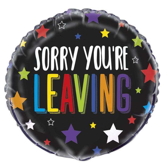 "Sorry You're Leaving" Black Helium Foil Balloon - 18"