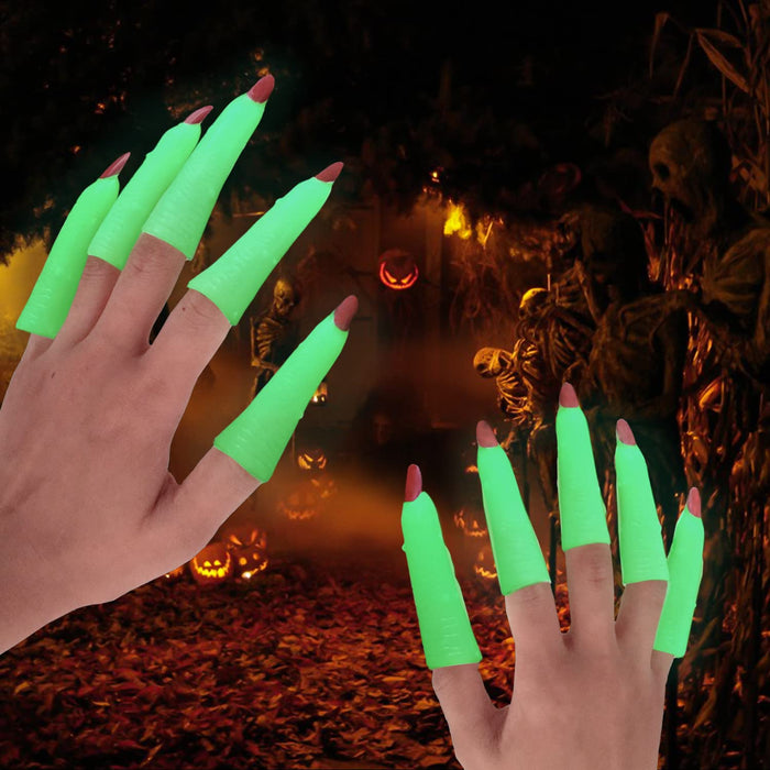 Glow in the dark Witch Fingers with Red Fingernails