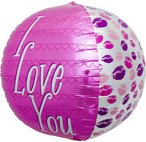 "I Love You" Kisses  Sphere Helium Foil Balloon - 17"