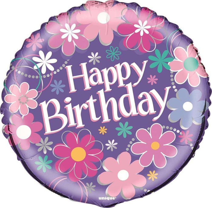 "Happy Birthday" Birthday Blossom Helium Foil Balloon - 18"