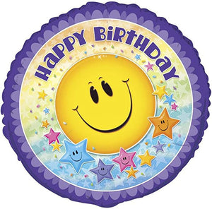 "Happy Birthday" Smiley Stars Balloon