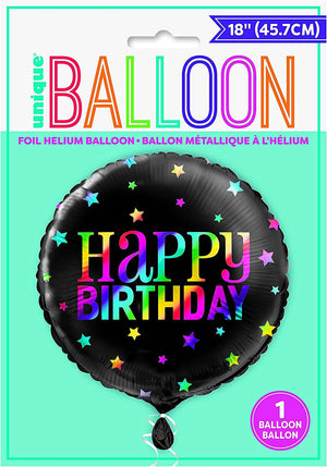 "Happy Birthday" Rainbow Stars Helium Foil Balloon - 18"