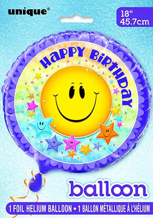 "Happy Birthday" Smiley Stars Balloon