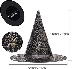 Black Witches Hat - Gold Metallic Spiderweb Print