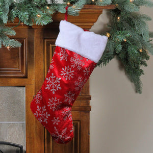 Christmas Stocking with snow flakes, Silver