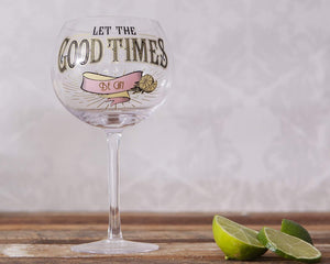 Gin Prohibition Glass: "LET THE GOOD TIMES BE-GIN"