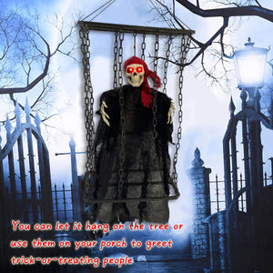 Hanging Light Up Caged Skeleton Halloween Decoration - 26 inch