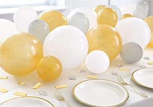 Silver/White/Gold Balloon Garland Table Runner with Confetti