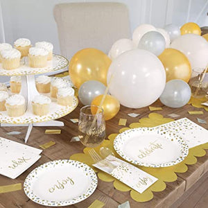 Silver/White/Gold Balloon Garland Table Runner with Confetti