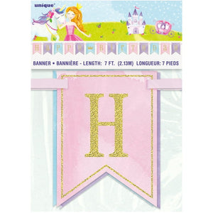 Magical Princess "HAPPY BIRTHDAY Pennant Paper Banner - "7ft.